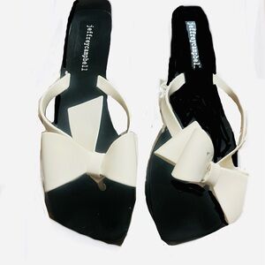 Jeffrey Campbell Cream Bow Sandals